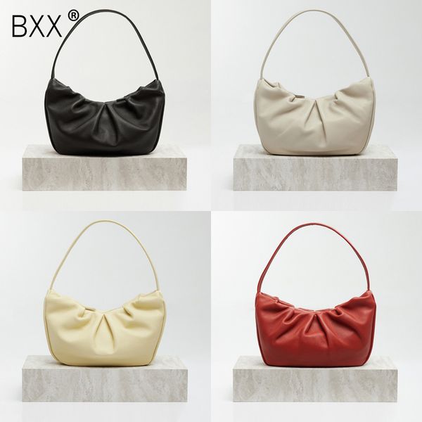 

bxx] pu leather pleated shoulder messenger bags for women 2020 spring small crossbody bag travel handbags and purses hl604