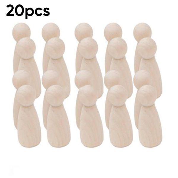 

20pcs wooden peg people nesting set peg dolls crafts diy montessori toy