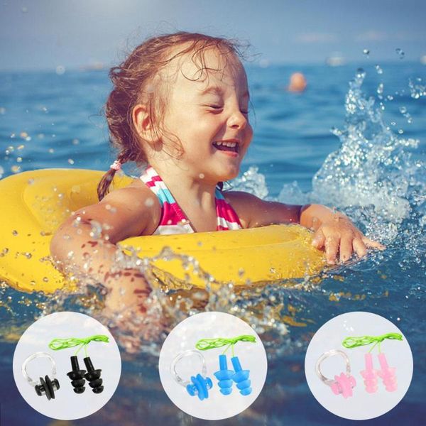 

waterproof swimming soft silicone swim earplugs for children swimmers children diving anti-noise ear plug and nose clip