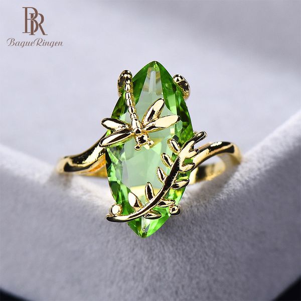 

bague ringen 100% s925 sterling silver ring with oval emerald gemstone for women engagement jewelry for wedding wholesale gift, Golden;silver