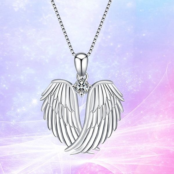 

10pcs european and american fashion angel wings pendant necklace jewelry woman clavicle necklace party birthday gift t-84, Silver