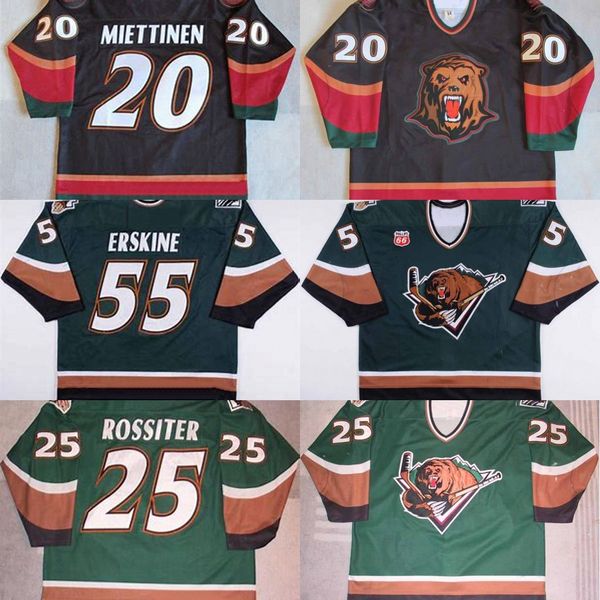 

Utah Grizzlies 20 Antti Miettinen 55 John Erskine 25 Kyle Rossiter Mens Womens Youth 100% Embroidery Custom Ice Hockey Jersey