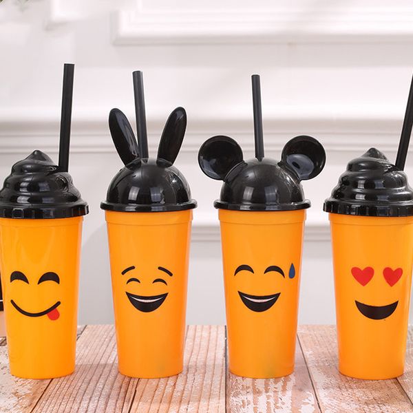 

plastic thickened milk tea cup juice drinking cup web celebrity plastic packaging with cover straw cups cup holder t2i5252