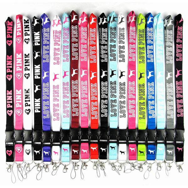 

100pc lanyard black blue white available love pink neck trap for cell phone tring neck trap