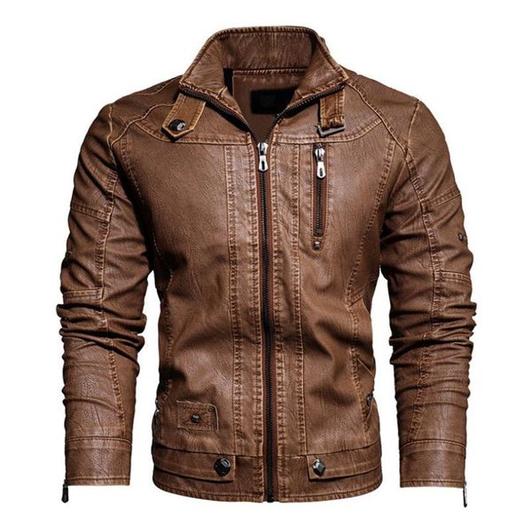 

men's pu jacket men's casual leather jacket motorcycle solid color clothing leather, Black