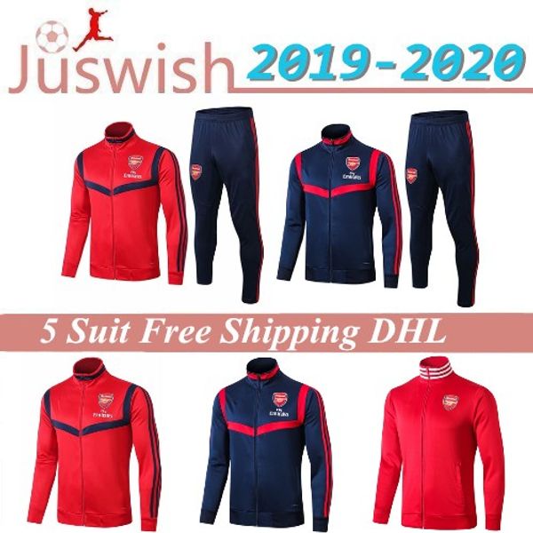 

19 20 arsen soccer jacket tracksuit 2019 2020 david luiz tierney long sleeve football jacket training suit men jogging tracksuit, Black;red