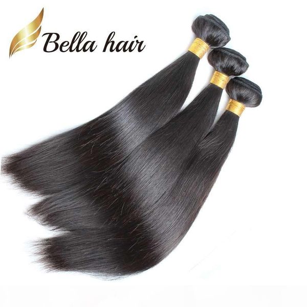 

3шт много необработанные индийский волос уток 8а natural color dyeable шелковистой прямой человеческих волос, Black