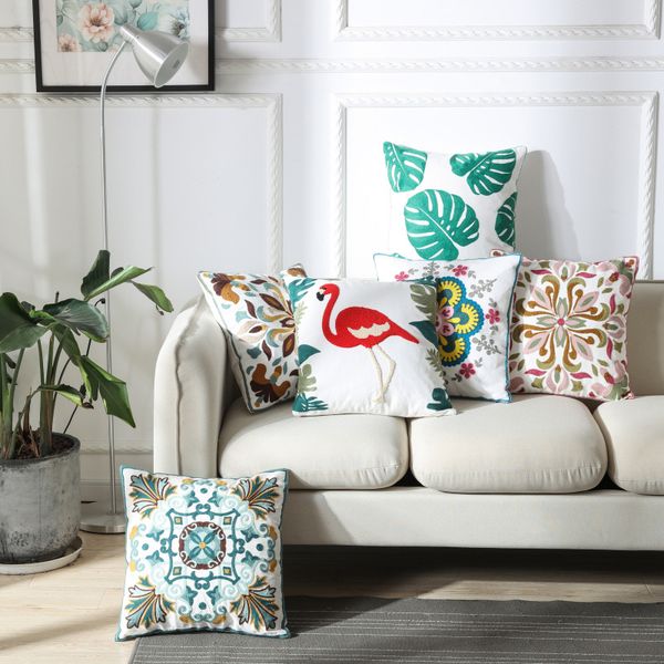 

zengia boho geometric embroidered cushion cover vintage flower embroidery pillowcase ethnic pillow cover for sofa home decoratio