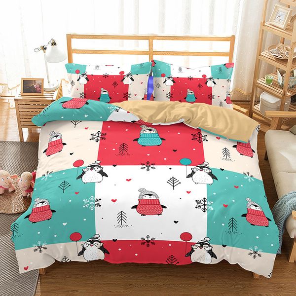 

3d penguin bedding set  size kids animal duvet cover with pillowcases bedclothes bed sets home textile