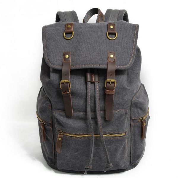 

new leisure backpack multi-functional canvas men's bag retro large capacity hiking bag travel