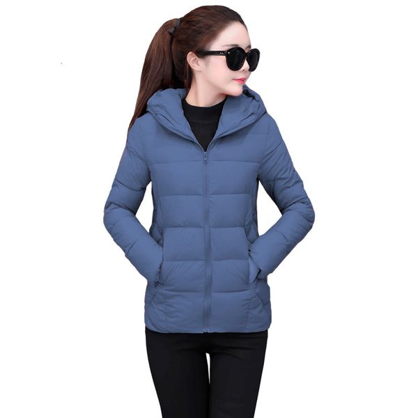 

plus size 2019 jas vrouwen winter fashion warm hooded solid korte stijl katoen gevoerde parka jaquet jas bovenkleing lu1055, Black
