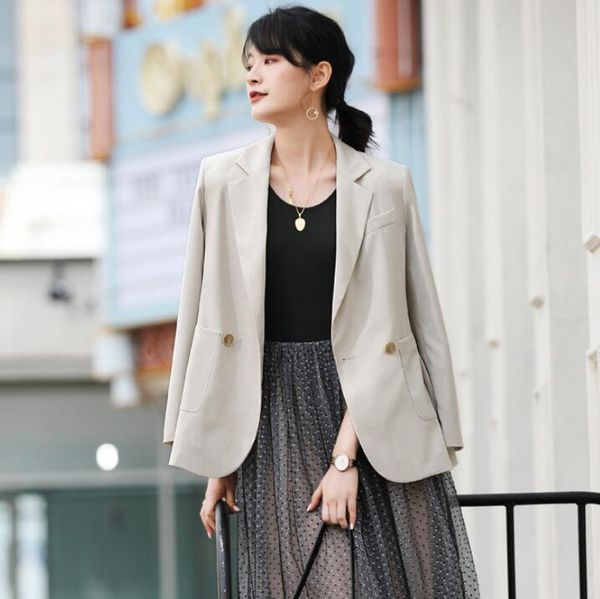 

blazer women long sleeve suit jacket coat femme fashion design casual elegant outerwear female office ladies wear plus size, White;black