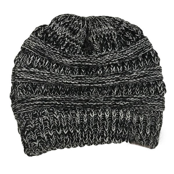 

women beanietail messy high bun ponytail stretchy knit beanie skull cute hat