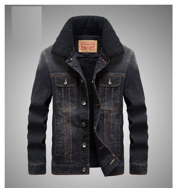 

Winter Autumn Men Jackets Denim Thicken Outerwear Blue Jackets Long Sleeve Jeans Coat Plus Size M-4XL