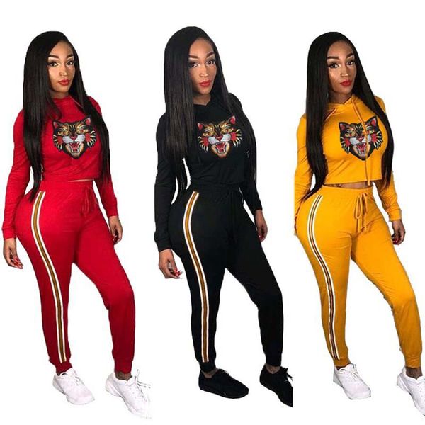 

Woman Sportswear tiger Prints Hoodie + Long Pants Sweatpants Two-piece Set Long Sleeve Jogging Sport Suit for Ladies Tracksuit Sweatsuit