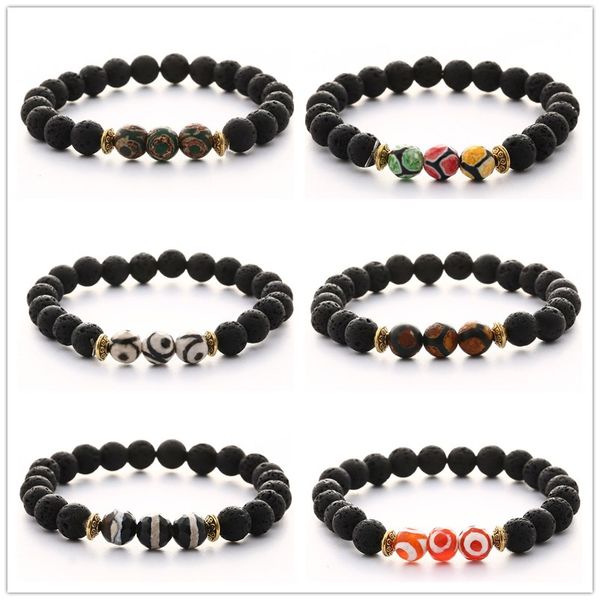 

natural lava stone colourful bead bracelet diy volcano essential oil diffuser bracelet for women men jewelry, Golden;silver
