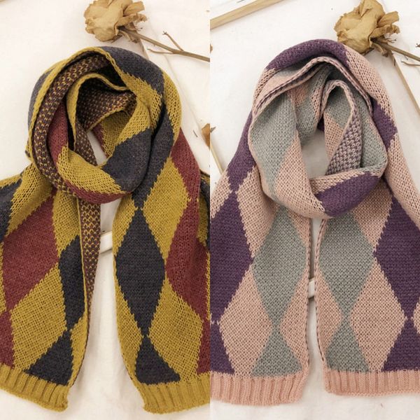 

british style wool winter warm diamond men's and women's children's scarf plaid children's collar baby's wool scarf, Red;brown