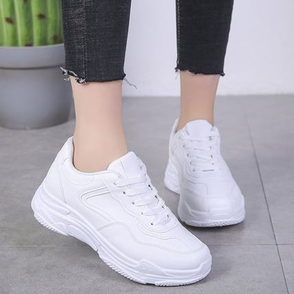 

sports shoes female korean version 2019 new wild harajuku style thick white old shoes, Black