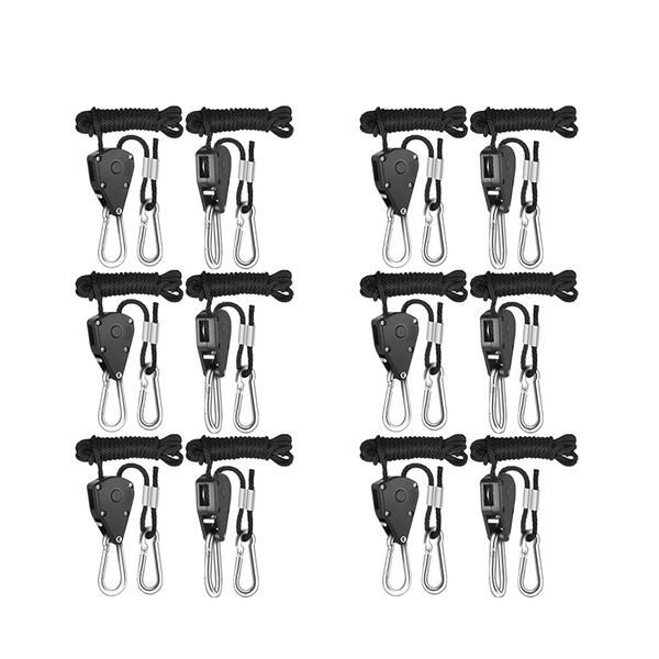 

6 pair adjustable grow light reflectors rope hanger ratchet tear resistant