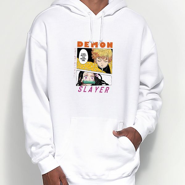 

kimetsu no yaiba plus size fleece hoodies hooded pullover women men loose hooded sportswear autumn streetwear sweatshirt, Black