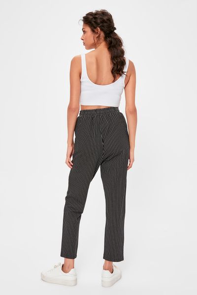 

trendyol черный полосатый вязать штаны twoaw20pl0234, Black;white