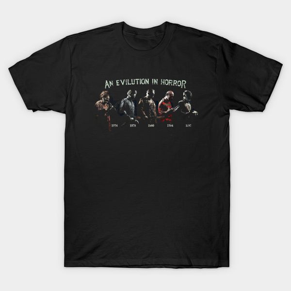 

men t-shirt evilution of horror tshirt women t shirt, White;black