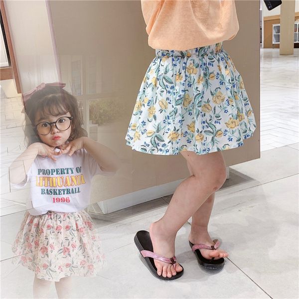 

2020 korea style baby girls floral skirt summer kids girls skirts 1-6 years