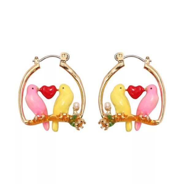 

2019 amybaby designer enamel glaze colorful love canary flower womens stud hoops earring jewlery for party, Silver