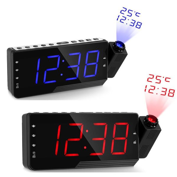 Projecção do relógio de rádio Digital para o despertador a temperatura do temporizador LED Ecrã cabo de Carga USB de 110 graus Parede Da Mesa Relógio de rádio FM