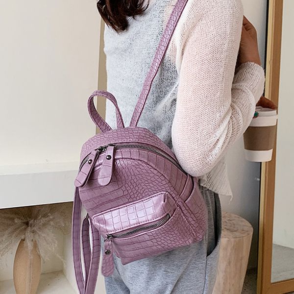 

fashion women leather backpack female small shoulder bag school backpack for teenage girls mochila feminina crocodile backpacks