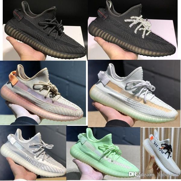 

2019 kanye west sneakers cloud white citrin black non reflective triple white butter men women glow zebra sports training running shoes