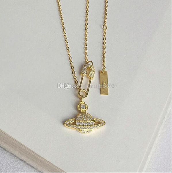 

fashion jewelry sterling silver creative design paper clip pin necklace universe planet clavicle chain wild1