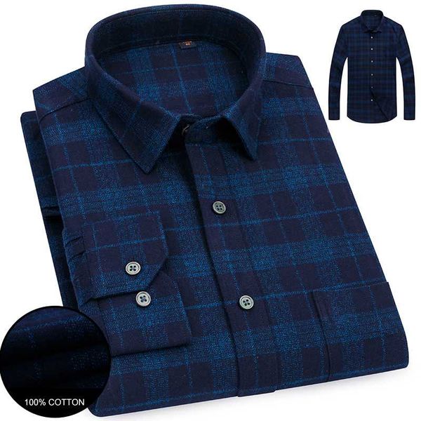 

2020 mens wear casual long sleeve cotton brushed shirt soft comfortable male social business plaid blue dress shirt, White;black