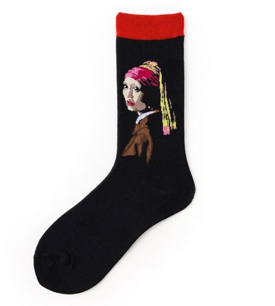 18 Farben Retro Art Style Socken Damen MÄNNER große Kinder Ölgemälde Baumwolle Freiheitsstatue Mona Lisa Sternenhimmel Socken Mittelrohrsocken