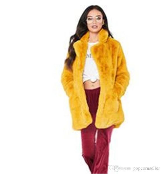 

fur coat fashion ladies long loose soft outwear casual long sleeve women clothing women winter faux, Black