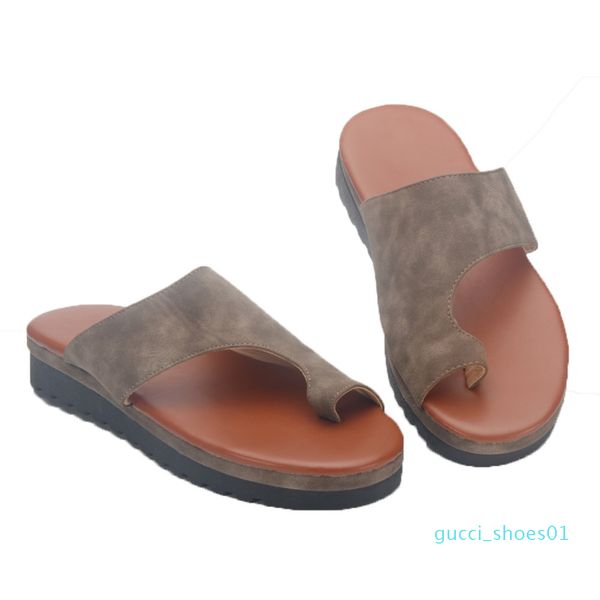 

1 pair women comfy platform sandal shoes feet correct thickened street pu leather dating shopping flat sole women sandal g01, Black