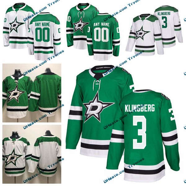 

2019 dallasstars customize john klingberg stars stitched jerseys custom home green shirts #3 john klingberg hockey jerseys s-xxxl, Black;red