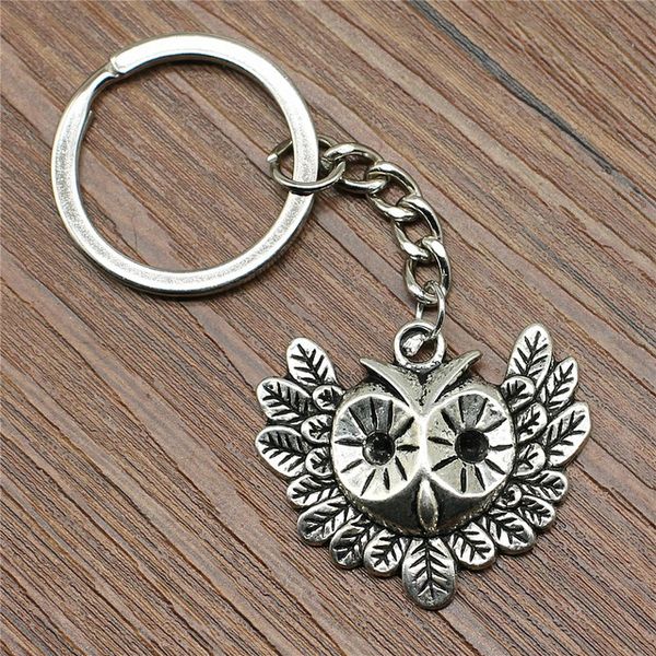 

Keyring Owl Keychain 35x30mm Antique Silver New Fashion Handmade Metal KeyChain Souvenir Gifts For Women