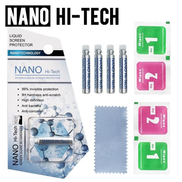 Protetor de tela Nano Hi-Tech 1ML Líquido 3D Curvo Edge Anti Scratch Filme de vidro temperado para iPhone 8 x 11 Samsung s8 s10 s20 telefone Android