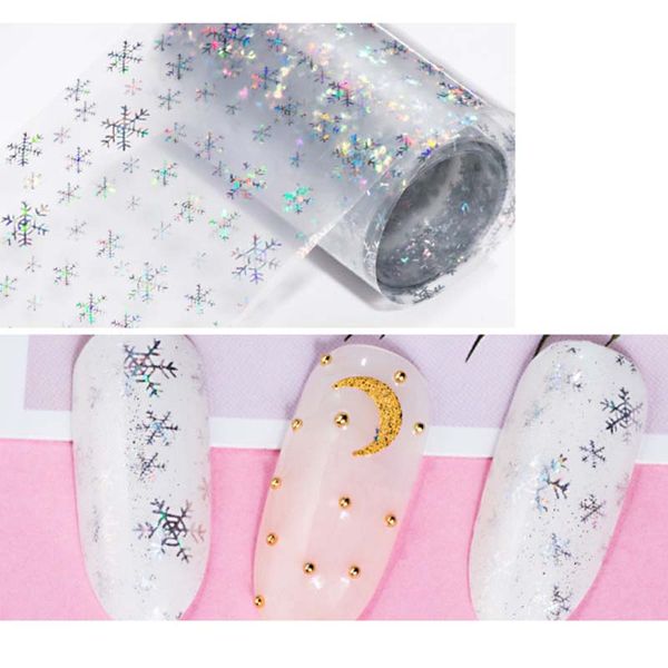 

shinning snowflake nail art transfer foils sticker beauty adhesive polish wrap nail tips decorations 100cmx4cm, Black