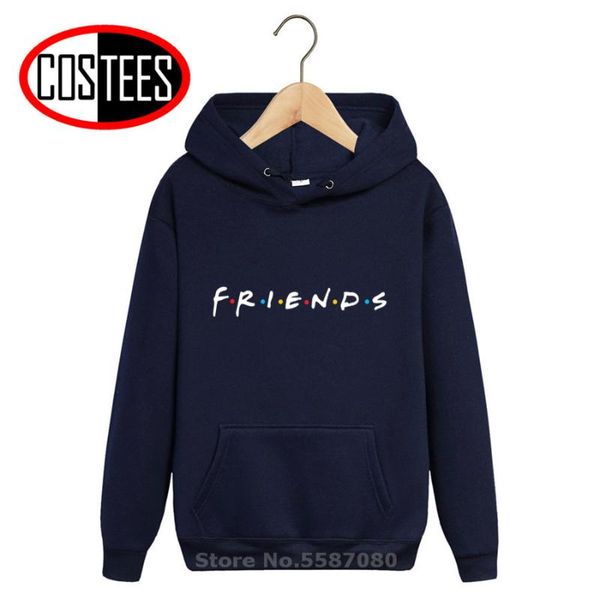 

awesome letter printed design friends hoodies casual fashion sweatshirt hooded men fleece pocket hoodie birthday gift man hoody, Black