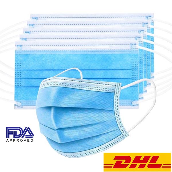 

dhl face mask 3ply non-woven disposable mouth masks home use protective anti dust breathing designer facemask 7339044