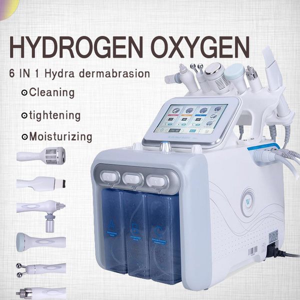 

6in1 h2-o2 hydra dermabrasion aqua peel rf bio-lifting spa facial hydro water microdermabrasion facial machine cold hammer oxygen spr, Black;white