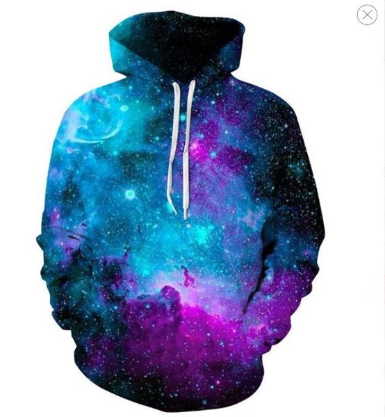 

space galaxy hoodies men/women sweatshirt hooded 3d brand clothing cap hoody print paisley nebula jacket, Black