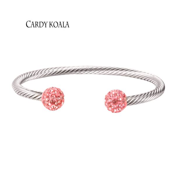 

new women bangles rope crystal stainless steel bracelet fashion jewelry for girls gift, White