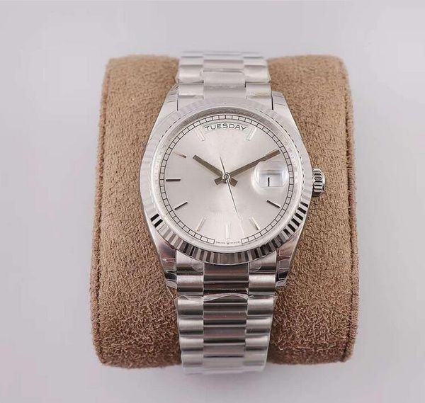 

mens luxury superlative ew factory log type 3255 automatic mechanical movement 128238 watch 36 mm swiss watches, Slivery;brown