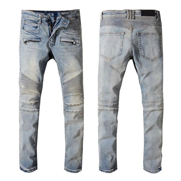 

designer mens denim jeans distressed ripped designer biker jeans slim fit motorcycle biker luxury denim jeans autumn fashion pants balmian