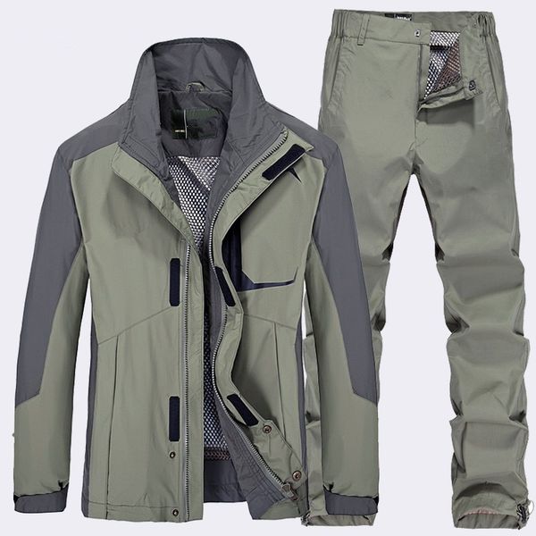 

мужчины весна осень открытый отдых туризм спорт быстрый сухой куртка брюки костюм мужчины водонепроницаемый outwear пальто touraers two piec, Blue;black