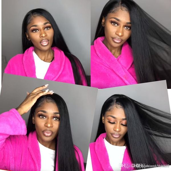 

hair human lace front wig brazilian remy human straight hair lace wigs with baby hair for women 130% density long length 24inch rfvd, Black
