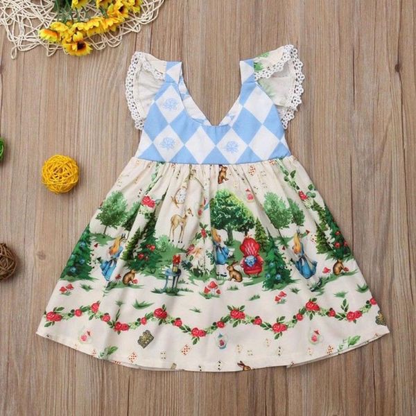 

fashsiualy 2019 new arrival girls summer dress toddler kids baby girls cartoon floral dress princess party pageant tutu dresses, Red;yellow